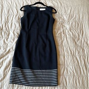 Hugo Boss Navy and Gray Striped Dress